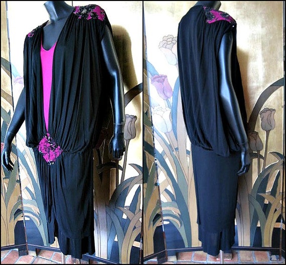 VINTAGE FLAPPER Drop Waist dress / 80s era 20s st… - image 3