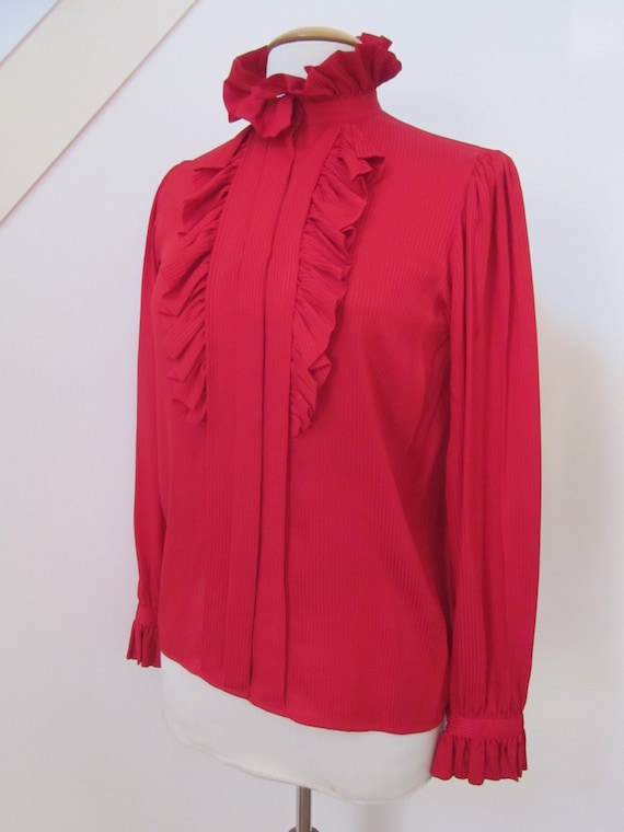 YSL Red Blouse / Vintage Saint Laurent Blouse / Y… - image 2