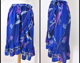 70s Vintage Wrap Skirt: Pucci-esque Op Art Print, Size S-M