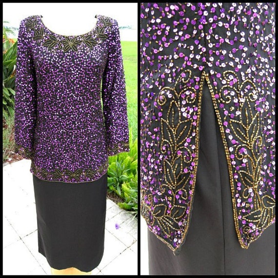 Purple Sequin Tunic / Vintage Purple Sequin Tunic