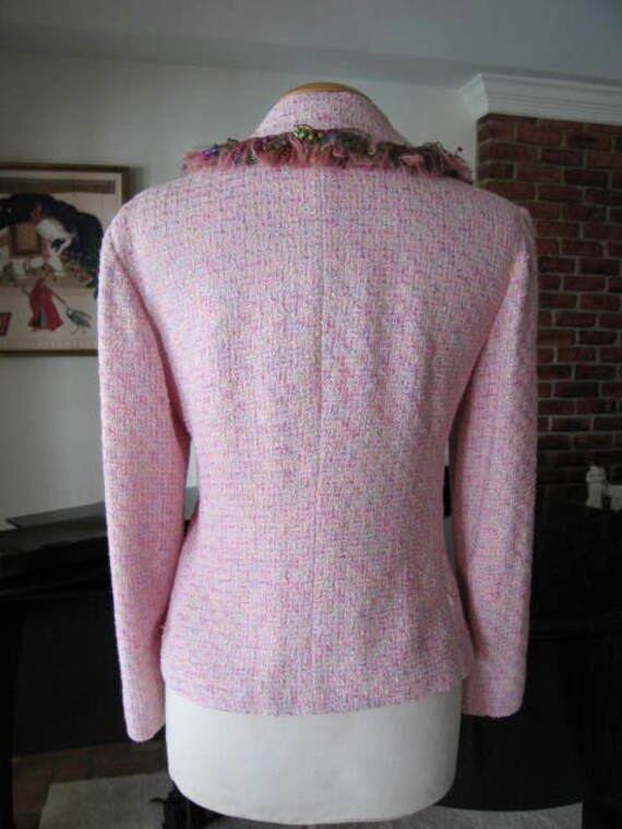 Anne Dee Goldin Tweed jacket / fits M / Pink Twee… - image 8