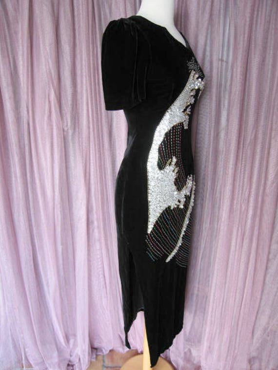 Velvet beaded gown / Vintage Velvet Gown / Silk V… - image 5