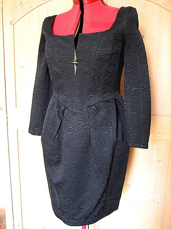 French Couture Silk and Wool Dress / Vintage Cout… - image 5