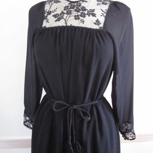 Hanae Mori Dress / Vintage Hanae Mori Dress / Black Lace Hanae Mori Dress / Lace LBD / fits S / 70s Hanae Mori Silk and Lace Dress image 3