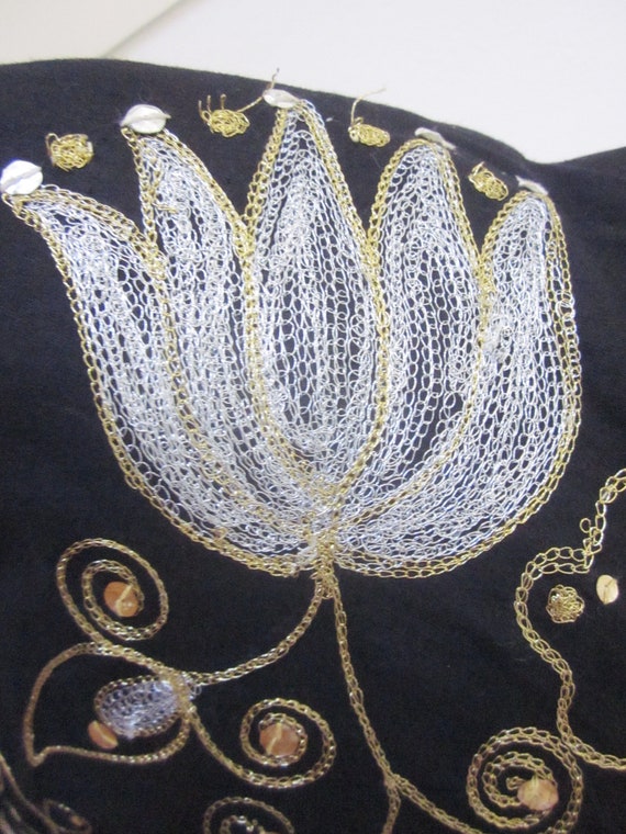 Metallic Embroidered Blazer / Gold Silver Embelli… - image 3