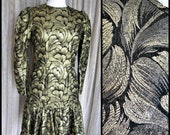 Vintage 80s Gold Brocade Dress: Atelier Lame Party Dress, Fits S