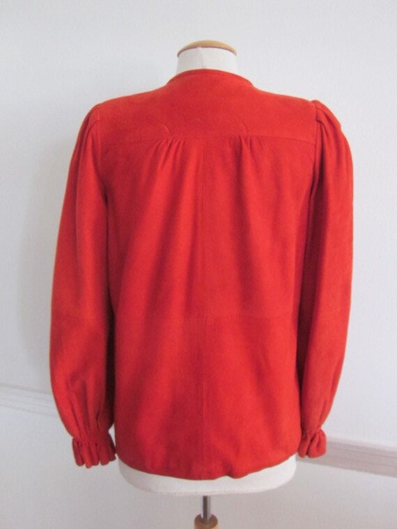 Vintage Red Suede Jacket: 80s Lambskin Button-Up,… - image 6