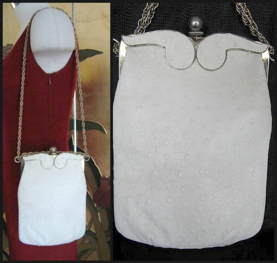 Mod Ostrich Purse / 60s White Ostrich Purse / Vin… - image 1