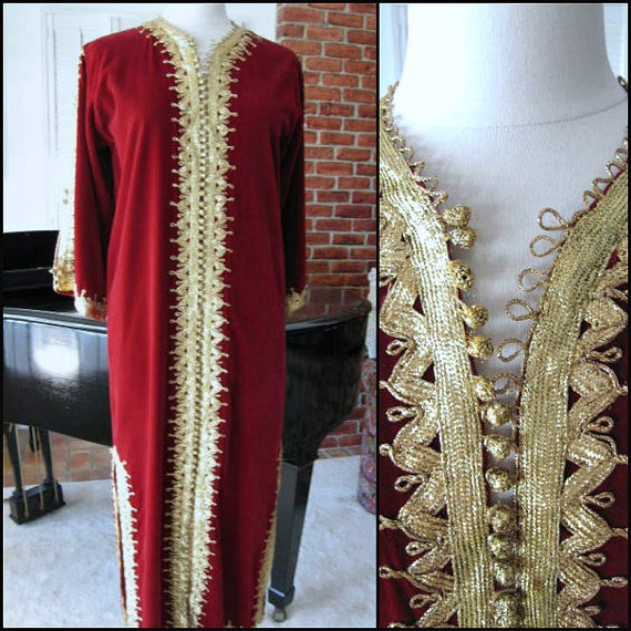 Velvet Caftan / Vintage Velvet Caftan / Red Velvet