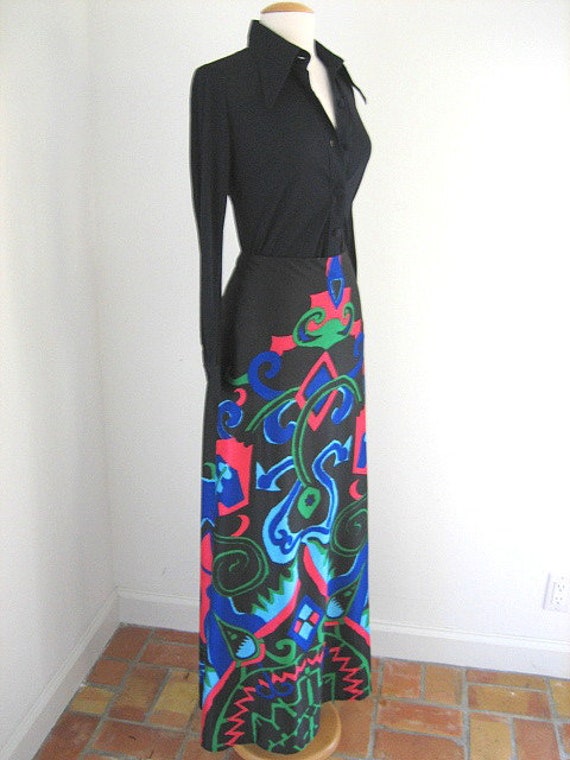 60s Silk Knit Maxi Skirt and tunic top Set / Mod … - image 4
