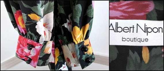 ALBERT NIPON Boutique Vintage Dress / Floral silk… - image 5