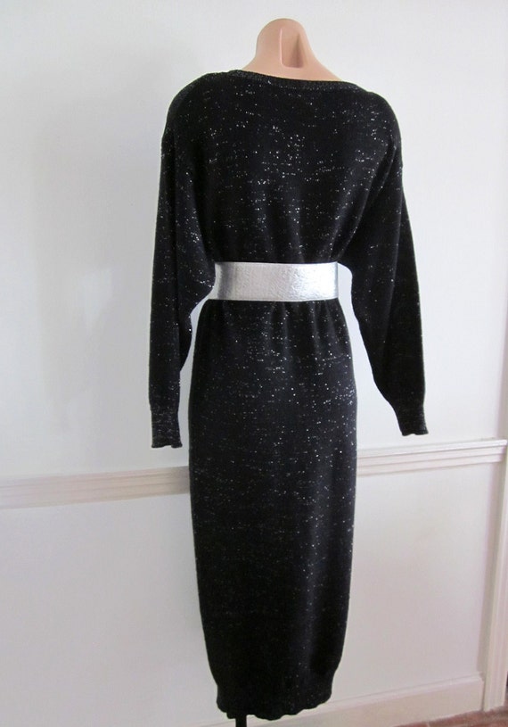 Silver Lame Sweater Dress // RINZI vintage 80s 19… - image 4