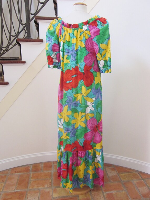 Vintage Hilo Hattie Hawaiian Cotton Dress: Floral Max… - Gem