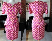 MARTHA Palm Beach Dress / Vintage 80s Silk Dress / Vintage Dress Made in Italy / Pink Silk Dress / Vintage 80s Martha Palm Beach Dress