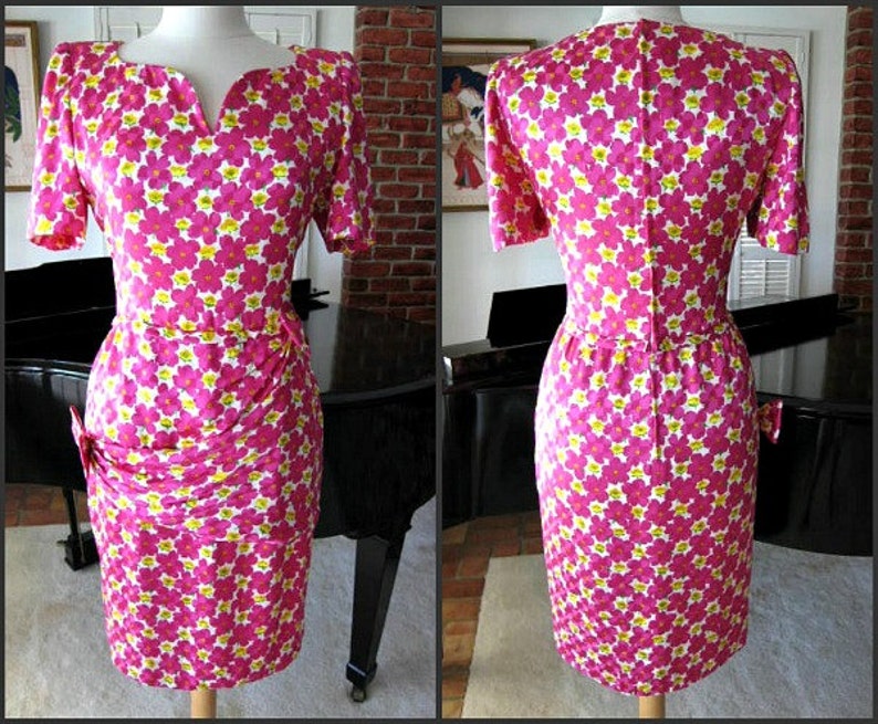 MARTHA Palm Beach Dress / Vintage 80s Silk Dress / Vintage Dress Made in Italy / Pink Silk Dress / Vintage 80s Martha Palm Beach Dress image 1