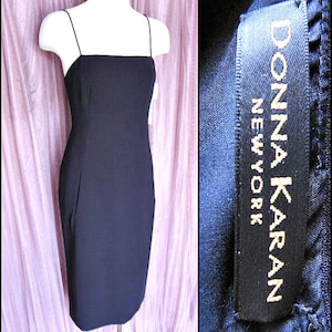 90s Donna Karan Navy Column Dress: Minimalist Crepe, Size 2 (XS)