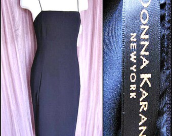 Donna Karan Gold label Dress / 90s Donna Karan NEW Dress / Navy blue column Dress / sz 2 fits XS / Donna Karan Deadstock Dress / Loehmanns