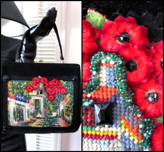 BEST and CO velvet handbag / huge velvet purse / 5