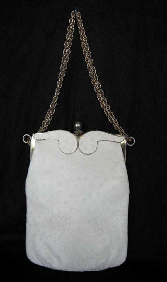 Mod Ostrich Purse / 60s White Ostrich Purse / Vin… - image 2