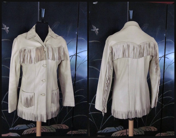 Vintage Fringed Leather Jacket / fits M / 60s Frin