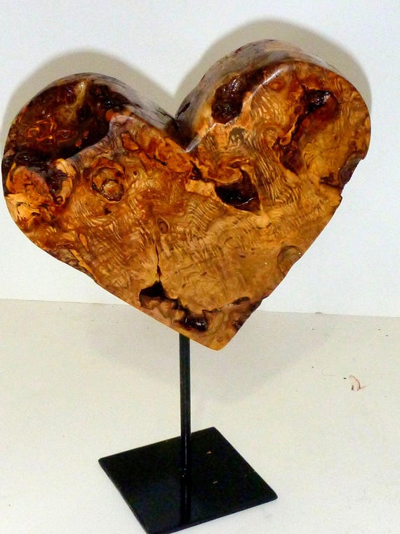 Wedding Hearts, Weathered Heart, Hand Carved Wood Heart Sculpture