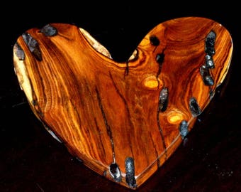 Ironwood Heart, hand carved wood heart sculpture, unique  carving