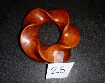 Wood Twists, hand carved abstract geometric mobius shapes, one of a kind