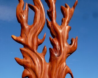 Flaming Fireplace, hand carved abstract sculpture