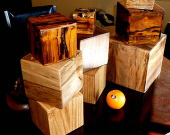 CUBE, 3",4", 6", and 8" solid wood block [black walnut, ash, cherry, maple, ironwood], paperweight, sculpture base, geometric scultpure.