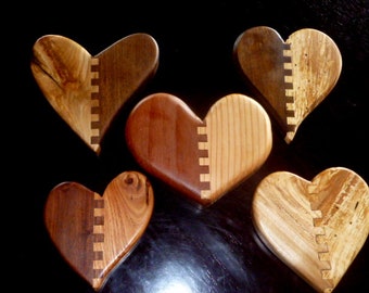 Interlocking Heart, Finger jointed heart, Wedding Hearts, Weathered Heart, hand carved wood heart sculpture