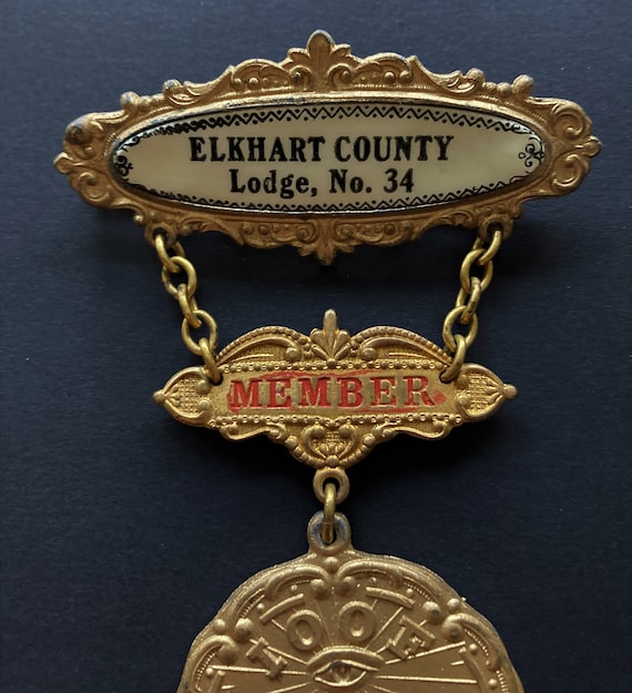 Antique LODGE Medal -ODD FELLOWS Lodge, No. 34 El… - image 1