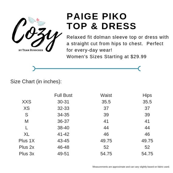Piko Size Chart