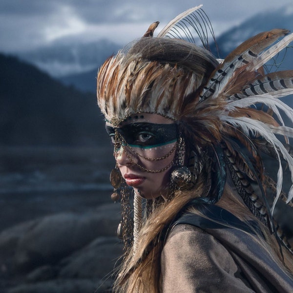 Shaman Feather and Jewelry Headpiece Crown