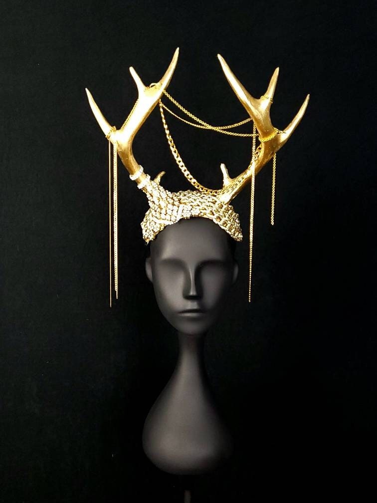CLEARENCE Antler Crown the White Stag Headpiece Antler Headdress