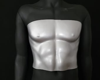 Men's Silver Waist Corset Chest Plate Armor Chrome