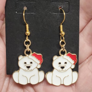 Santa Polar Bear Earrings
