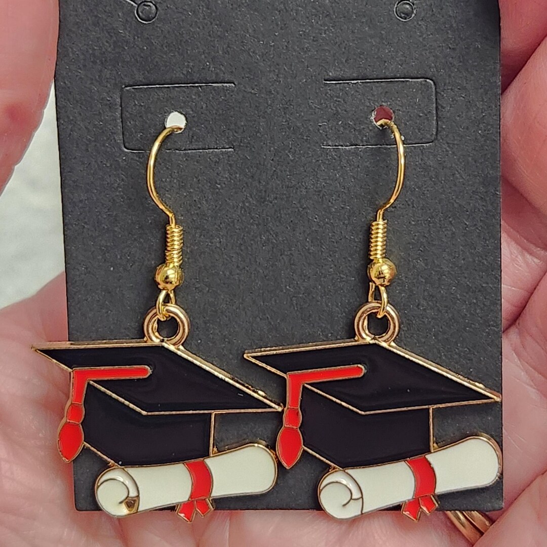 Handmade Graduation Cap Dangle Earrings - Etsy