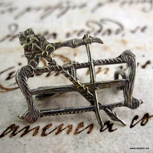 Saint Joseph the Worker Brooch  - Staff, Saw, Hammer -   Religious Catholic