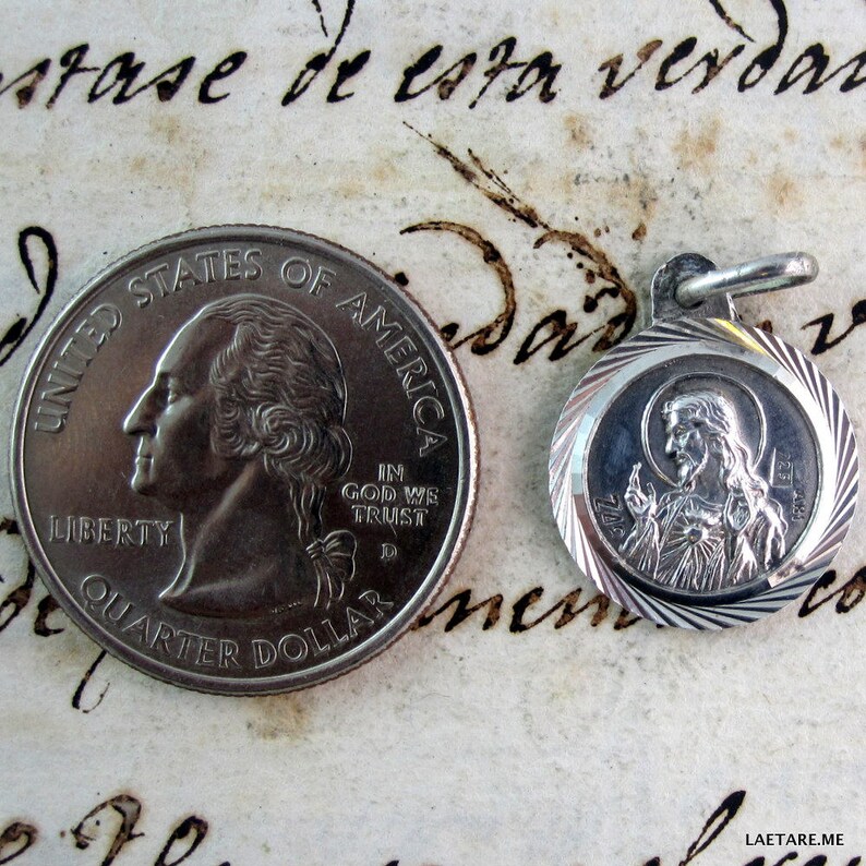 925 Sterling Silver Sacred Heart Of Jesus Medal Pendant - 31mm X 16mm, Religious Jewelry
