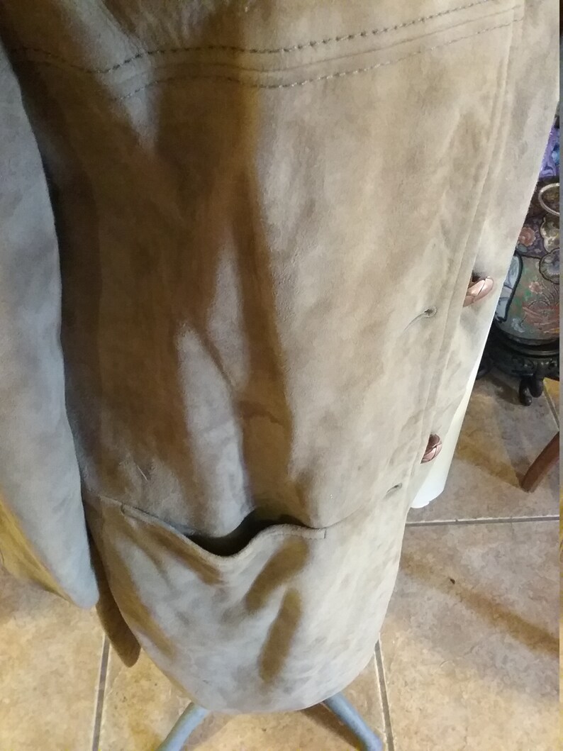 Suede coat mink collar