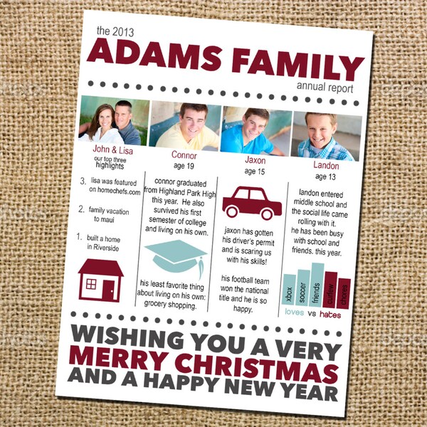 Family Annual Report Holiday Card