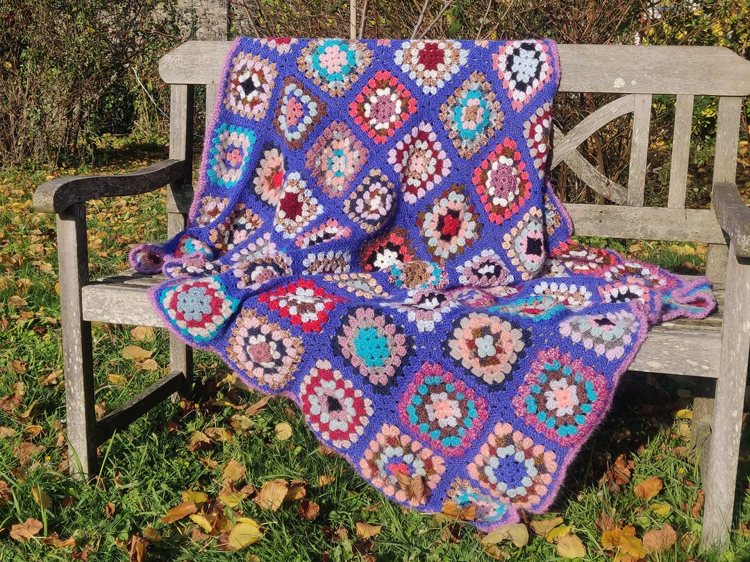 New Handmade Afghan Blanket SAM Crocheted Granny Squares Etsy UK