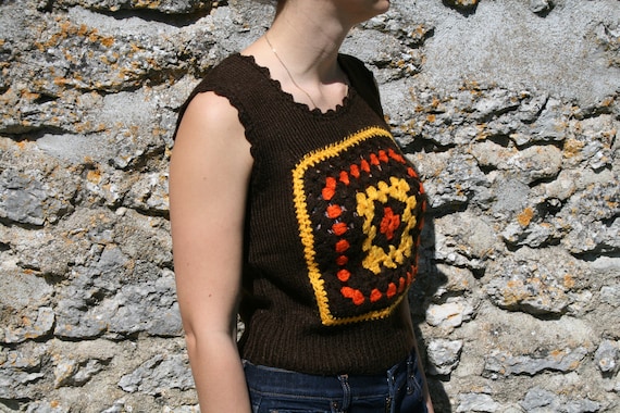 BROWNIE Vintage handmade crocheted and knitted ve