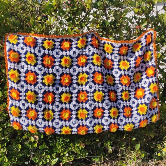 Little French Vintage Afghan Blanket ETOILE Made With 60 Etsy