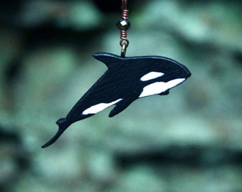 Whale Song in the Deep - Hand Painted Wooden Whale Necklace