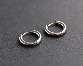 Small Chunky Hoop Earrings - chunky stainless steel hoop earrings, thick silver hoop earrings, minimalist earrings, tube hoop earrings