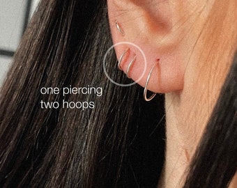 NEW Double Hoop Illusion Earings - 14k gold filled minimalist earrings, sterling silver twist huggie earrings, dainty earrings, ear huggies