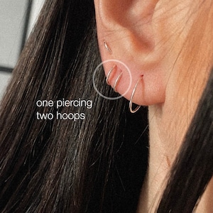 Double Hoop Illusion Earings - 14k gold filled minimalist earrings, sterling silver twist huggie earrings, dainty earrings, ear huggies