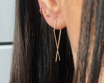 Long Kite Earrings - kite hoop earrings, diamond shaped earrings, gold earrings, silver earrings, big hoop earrings, argentium silver