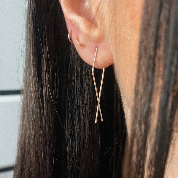 Long Kite Earrings - kite hoop earrings, diamond shaped earrings, gold earrings, silver earrings, big hoop earrings, argentium silver